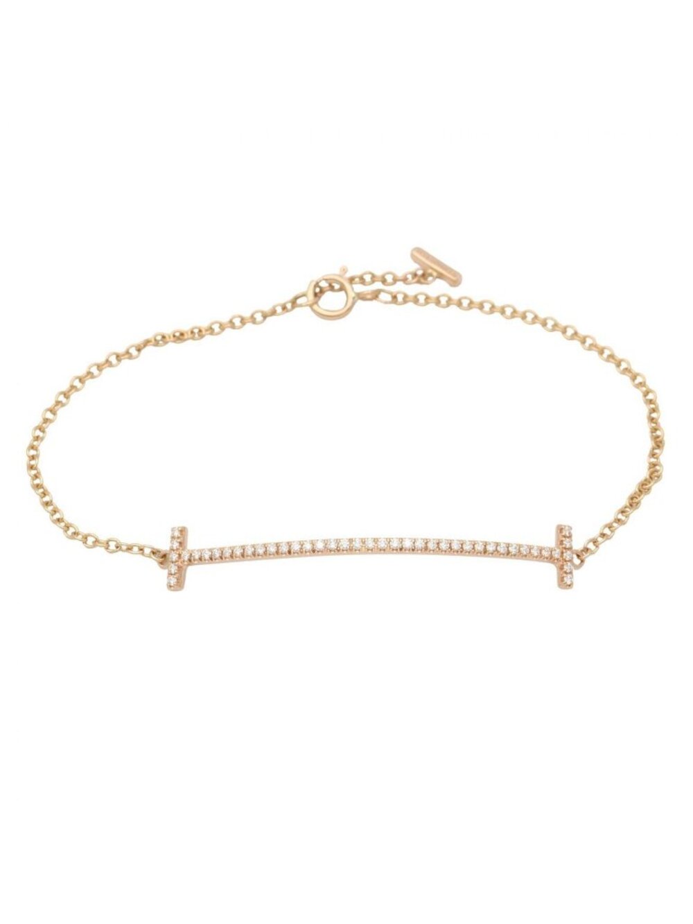Tiffany & Co Bracelet T Smile Diamond 15 18K Pink Gold